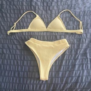 High waisted terry cloth bikini